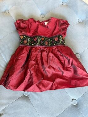 Hanna Andersson Red Baby Girls' Dress with Black Floral Sash